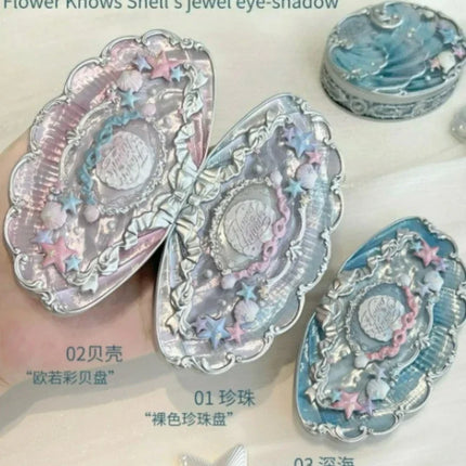 Flower Knows Shells Jewel Collection 6Colors Eyeshadow Palette Matte Pearl Sea Metallic High-Pigment Long-lasting Makeup