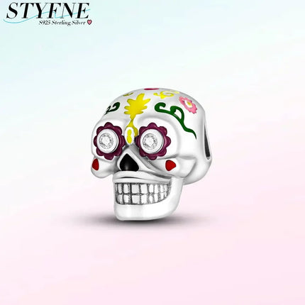 925 Sterling Silver Gold Red Apple Bone Halloween Series Beaded Charm for Women Diy Original Brand Bracelet Jewelry Making Gift