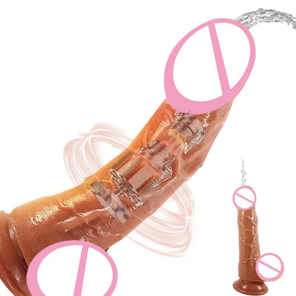 Realistic Vibration Squirting Dildos For Women Masturbation  Water Ejaculating Suction Cup Adult Anal Toy Sex Toy For Women 18+