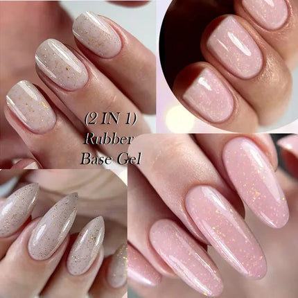 7ml Nude Pink Rubber Base Gel Nail Polish Foil Effect Semi Permanent Uv Gel Soak Off Self Leveling Gel Varnish Nail Art Base Gel
