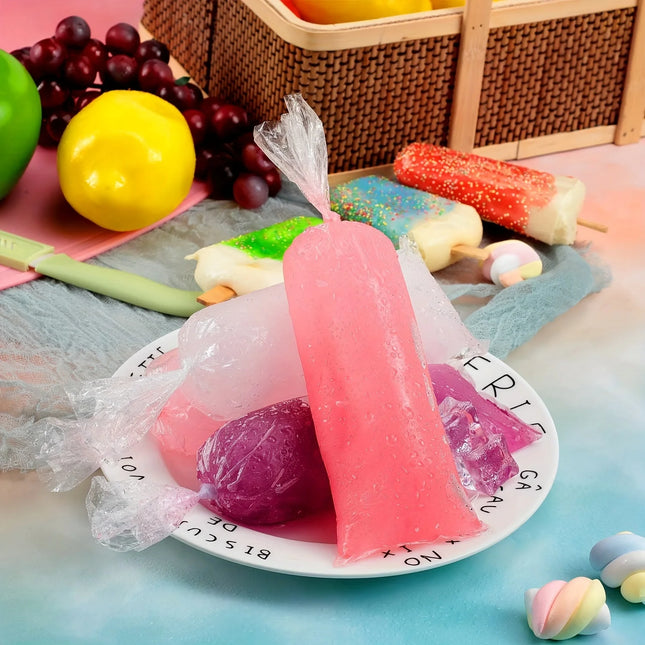 100pcs Disposable Ice Pop Bags Crushed Ice Packing Bags for Homemade Ice Cream Freezer Pop Holders Popsicle Pouches