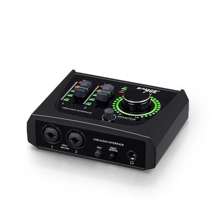 BOMGE 22M Audio Interface Sound Card console Mini USB Mixer for Guitar Recording Studio Singing for Guitar Podcasting Recording
