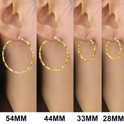 Cazador Geometric Hoop Earrings Women 28-54MM Real Gold Plated Stainless Steel Earrings Trend 2026 Jewelry Party Birthday Gift