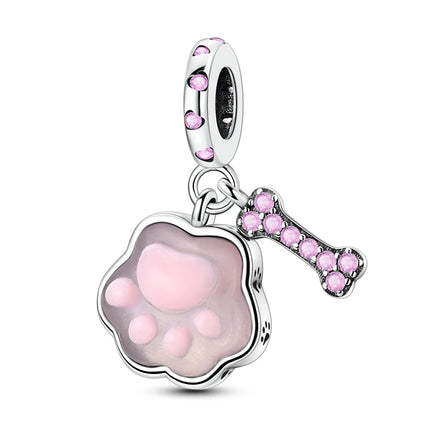 Charms 925 Sterling Silver Cute Cat Collection Charms Beads Paw Print Pendant Beads Fit Original DIY Bracelet Gift Women Jewelry