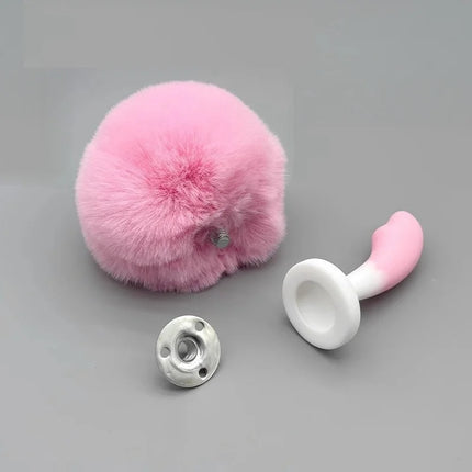 Small Silicone Butt Plug Dildo Vaginal Plug with Detachable Fake Soft Fox Rabbit Tail for Couple Anal Bead Dilator Sex Toys