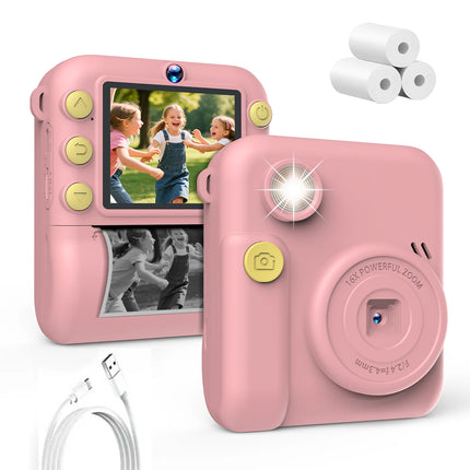 Kids Camera 1080P HD with Mini Thermal Printer Video Recorder Instant Print Photo Gift for Children