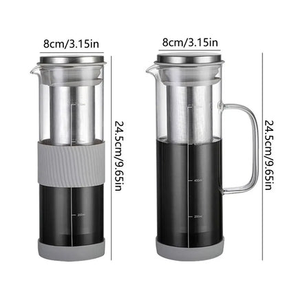 Large Capacity Cold Brew Coffee Maker Airtight Lid Handle Iced Tea Maker Coffee Pot Non-slip Silicone Bottom Glass Coffee Carafe