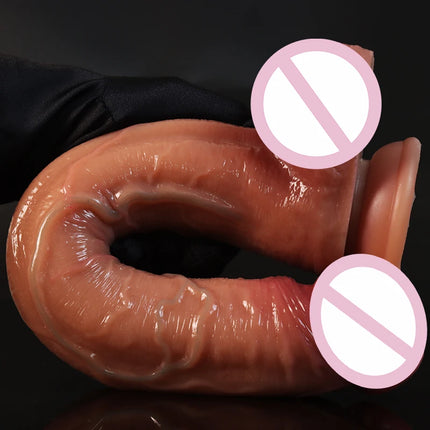 Simulation Skin Liquid Silicone Dildos Adult Products Realistic Suction Cup Dick Male Artificial Rubber Penis Sex Toys For Women
