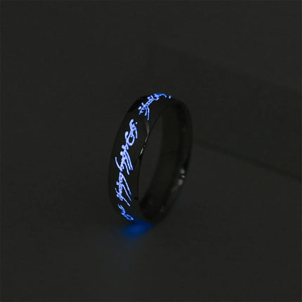Stainless Steel Jewelry Punk Magic Power Ring with Elvish Letters Fantasy Wizard Style Unisex Multicolor Sizes 5-13