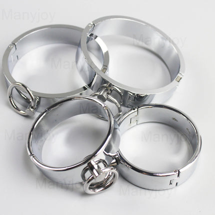 Metal Handcuffs Ankle Cuffs Neck Collar Locking Pin Circle Slave Restraint Cosplay Shackle Bondage BDSM Sex Toys for Men Women
