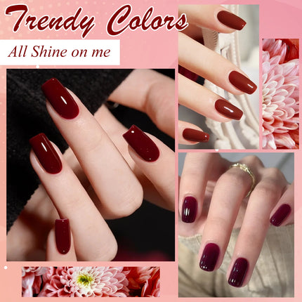 6pcs/set 15ml Wine Red Water-Based Nail Polish Long Lasting Quick Drying No Need of Lamp to Cure Nail Supplies Vernis for Nails