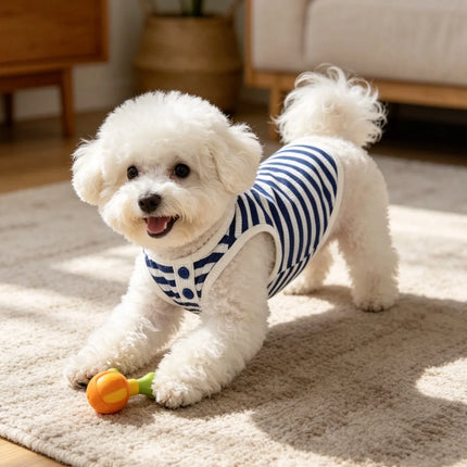 Pet Dog Vest Summer Cool Dog Shirt Cute Striped Puppy Clothes Breathable Cat Vest Bulldog Chihuahua Dog Clothes Pet Shirt