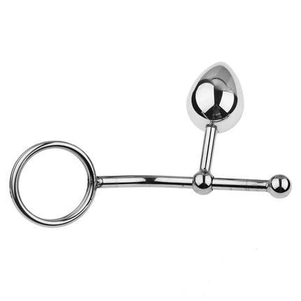 Removable Anal Butt Plug with Adjustable Penis Ring Metal Sexy Detachable Anal Plug Steel Single Double Ball Adult Toys for Men