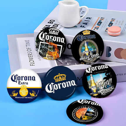 Corona Extra Beer Cartoon Brooches Anime Badge Round Handmade Brooch Lapel Pins Jewelry For Backpack Clothes Gifts
