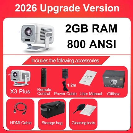2026 Huaweishi X3 plus Projector Android 4K Native Portable 1080P Auto Focus  Video home Cinema Outdoor hd led hy320 Projetor