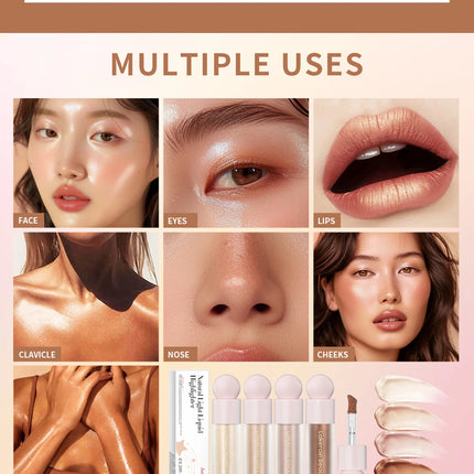 Lakerain Face Liquid Highlighter Waterproof Sweat-proof Long-lasting Golden Bronze Body Highlighter Fit&Smooth Brightening Fluid