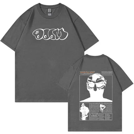 Rapper Mf Doom Graphic T Shirt Madvillainy Metal Music Album T-shirt Men Women Punk Vintage Oversized Cotton Tshirt Streetwear