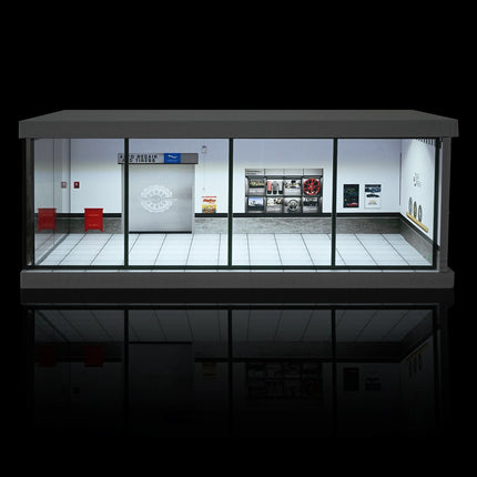 Diorama 1: 43 Car Showroom Parking Lot Scene Model with LED Lighting City Car Garage Scene Display Models