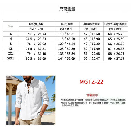 2026 New Men's Cotton Linen Shirt Long Sleeve Male Shirts Henley Button Strap Stand Collar Casual Shirt Spring Summer Vintage