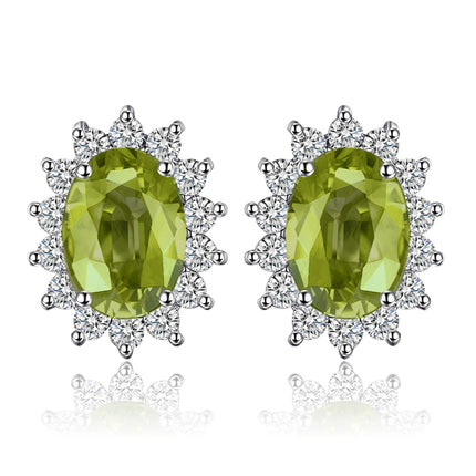 JewelryPalace Created Blue Sapphire Ruby 925 Sterling Silver Stud Earrings Natural Amethyst Garnet Peridot Topaz Princess Diana
