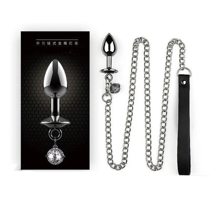 Metal Butt Plug with Jewelry Crystal Fox Tail Detachable Anal Plug Traction Pull Chain Sex Toys SM Game Adults Masturbator Sex