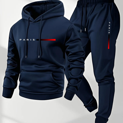 2025 letter printed sportswear set men's hooded sweatshirt long pants set spring and autumn winter warm suit