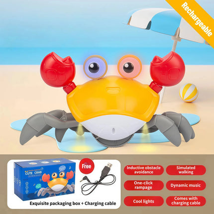 Musical Crawling Crab Toys with Obstacle Avoidance - Electronic Pet for Baby Walking Development (Battery Not Included)