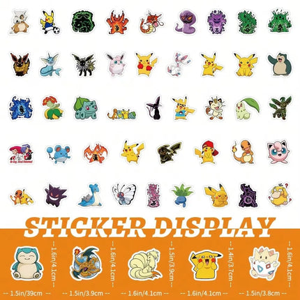 100PCS Cute Pokémon Anime Stickers Decoration DIY Phone Notebook Suitcase Laptop Fridge Graffiti Cartoon Sticker