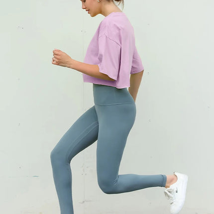 Y2K Outdoor Dance Sports Short sleeved Yoga Dress Women's Leisure Versatile Fitness Top Loose Sports T-shirt
