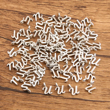 26Pcs Mix Size Picture Color Metal Zinc Alloy English Letter A-Z Charms Fit Jewelry Pendant DIY Necklaces Bracelets Bags Makings