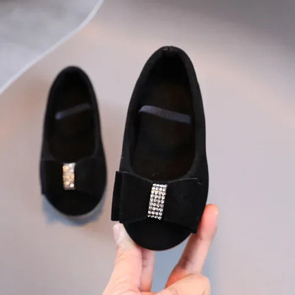 Little Girl Leather Shoes Simple Fashion Children Princess Shoes Solid Color Flats Causal Kids Versatile Bowtie Loafers Moccasin