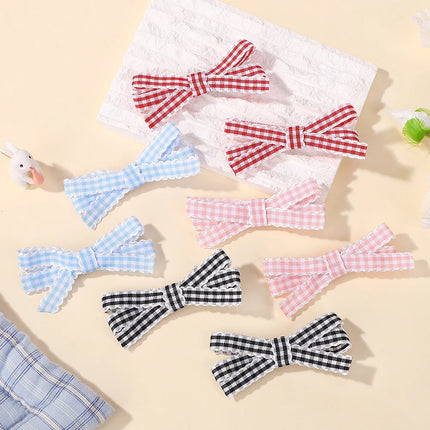 2Pcs Striped Bow Hair Clip Set Women's Sweet Hair Accessories Lovely Girl Headwear Hairpin for Dress up