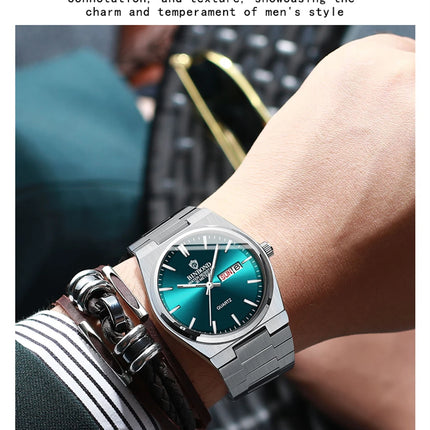 BINBOND Luxury Fashion Man Clock Top Business Waterproof Luminous Date Week Men's Watches Quartz Stainless Steel Men Wristwatch