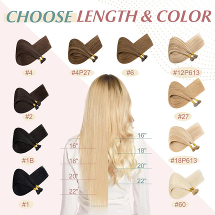 Straight Nano Ring Hair Extensions 100% Human Hair Weft Individual Strands For Natural Hair Extensions Look