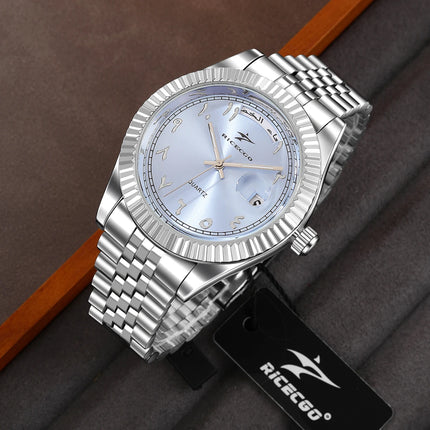Business Mens Watches Stainless Steel Luxury Quartz Movement Wristwatch Clock Casual Chronograph for Holiday Couple Gift