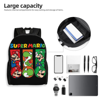 3D Printing M-Marioed Backpacks for Boys Girls Cartoon Yoshi College School Travel Bags Men Women Bookbag Fits 15 Inch Laptop