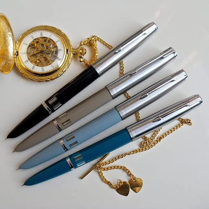 NEW Wingsung 601 Press Piston Fountain Pen Iridium EF/F Nib Steel Cap Vacumatic Resin Ink Pen School Stationery Office Supplies