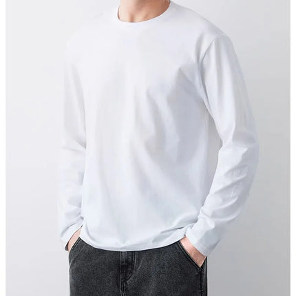 Fast Delivery T-Shirts Men Long Sleeves Tee Tops Male Autumn Plain Cotton T-shirts Plus Size 4XL 5XL Undershirts Man Clothing