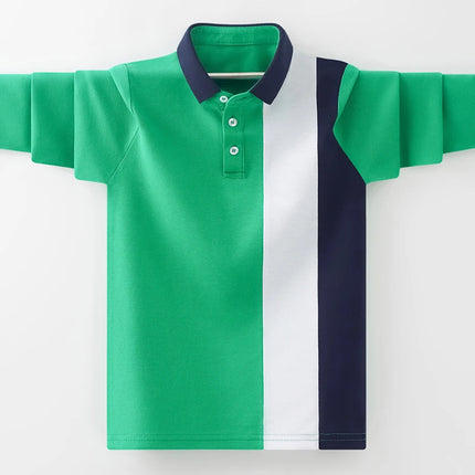 Boys School Uniform Polo Shirt 2024 Spring Autumn Kids Casual Long Sleeve Tops For Teenager Children's 4-15 Years Clothes