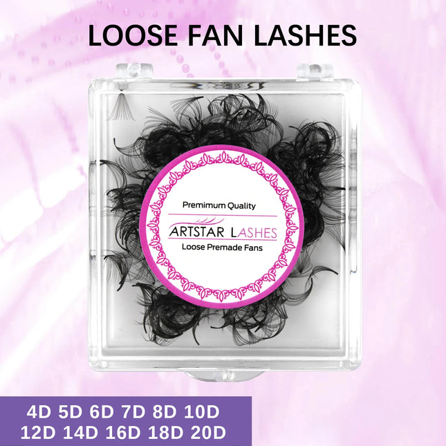 ARTSTAR 500 Loose Fan Eyelash Extensions 4D to 20D Pointy Base Premade Volume Fans Long Stem Professional Lashes