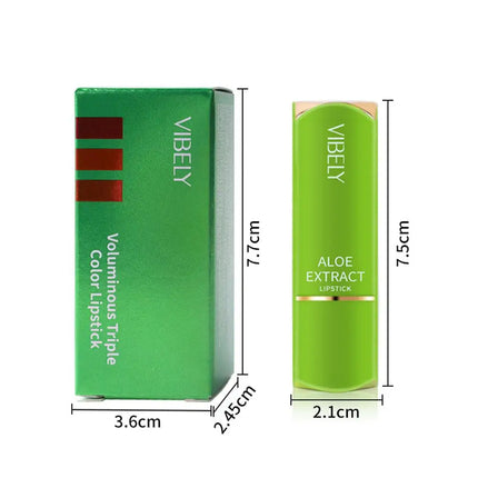 Long Lasting  Lipstick VIBELY winter Moisturizing Changing 3 colors Lip Balm Natural Aloe Vera for Women Color-Shifting Makeup