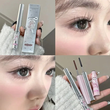 Silk Fiber Curling Mascara Ultra-Fine Brush Waterproof Long Lasting Smudge-Proof Mascara Lengthening Volumizing Eyelashes Makeup