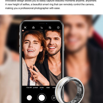 Smart Ring Heart Rate & Blood Oxygen Monitor with Photography Sleep Tracking Exercise Monitor Waterproof SR01 with Charging Case