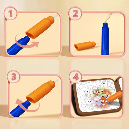 Magic Water Drawing Book Children's Montessori Reusable Coloring Book, Sensory Early Educational Learning Painting Toys for Kids