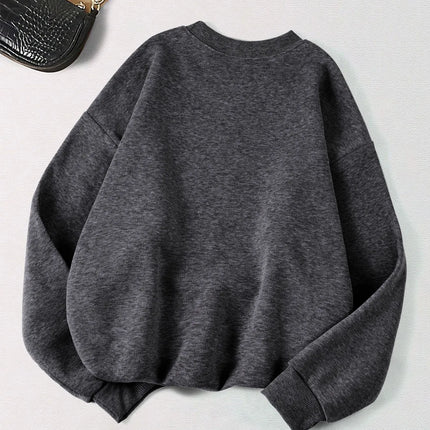 Winter Womens Solid Sweatshirts Casual Comfortable Warm Hoodies Loose Crewneck Fleece Pullover Tops Autumn Womans Streetwear