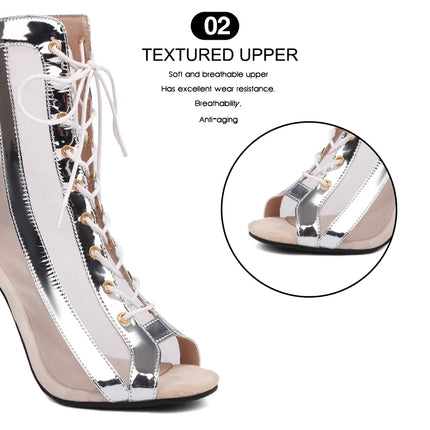 Women's Latin Salsa Dance Jazz Dance Shoes Girls Ballroom Dance Club Short Boots Ladies Lace-Up Fashion Fine Sand Dance Boots