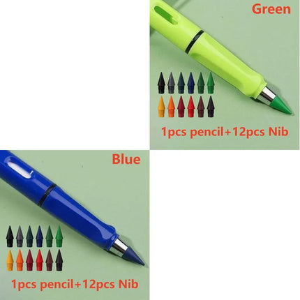 1/2set Kawaii 12 Colors Eternal Pencil No Ink Unlimited Pencils School Kids Art Painting Color Sketch Writing Stationery
