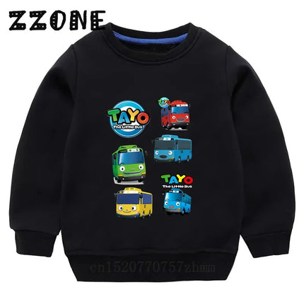 Hot Sale Kids Sweatshirts Tayo the Little Bus Print Cartoon Children Hoodies Funny Baby Pullover Outwear Tops Girls Boys Clothes