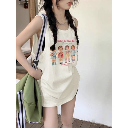Pure Cotton Sports Tank Top Women's Summer Outdoor Baskeall orm Svel Vest Loose Hanging Ne irt