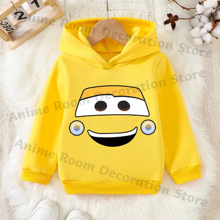 Lightning Mcqueen and Sally Sports Hoodies for Boys Girls Anime Cartoon Cute Hooded Sweatshirt Children Autumn Fashion Clothes